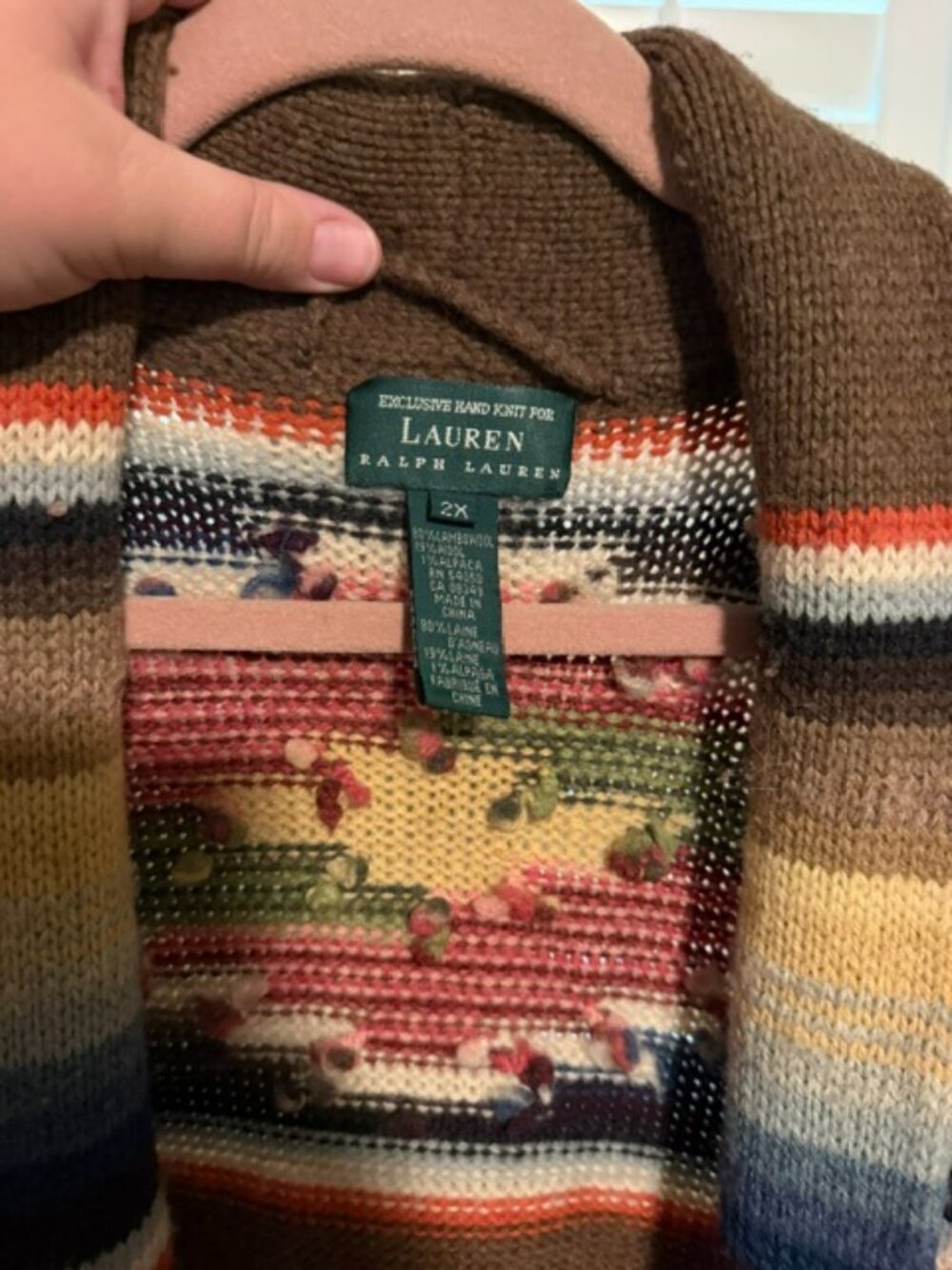 Vintage Lauren Ralph Lauren Southwestern Wool Maxi Duster Cardigan with Belt - Picture 2 of 4